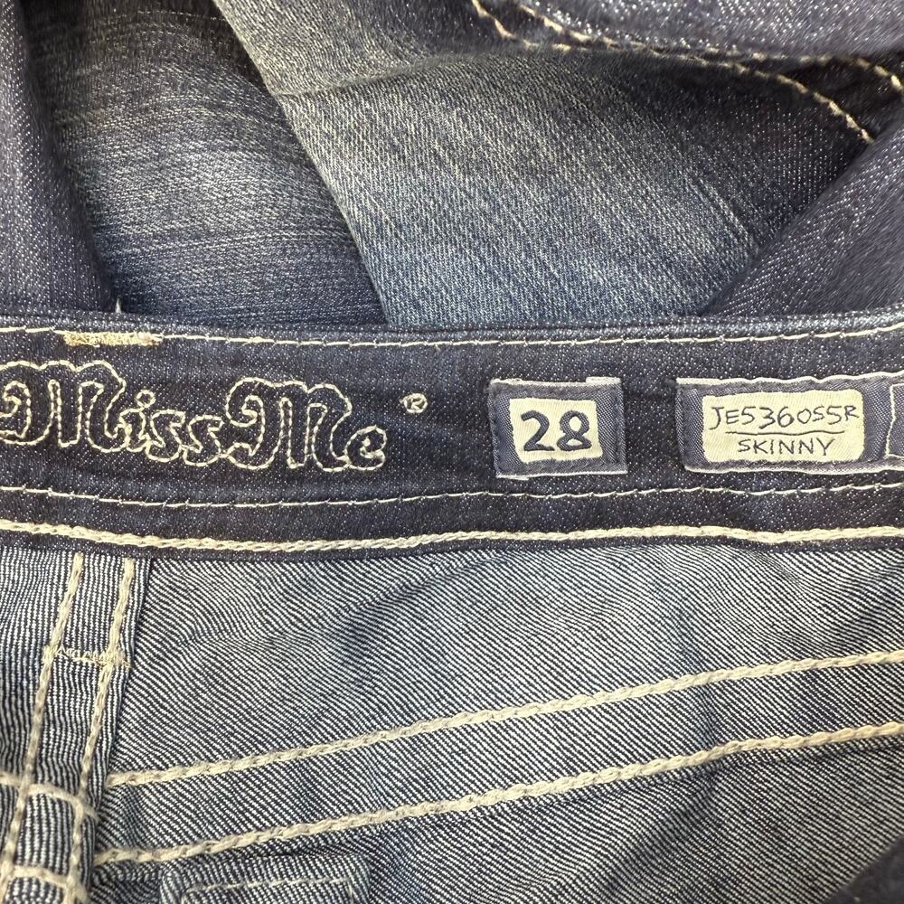 Miss Me Jeans Women's 28x31 (6) Dark Blue Skinny Fleur de Lis Blingy Western - Picture 7 of 14